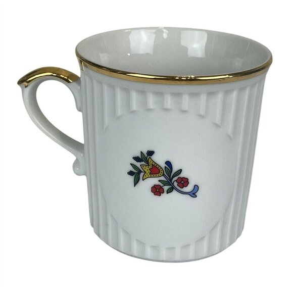 Souvenir Coffee Mug Schlogl Vienna Austria Boy Girl Design Fluted White Porcelai - Picture 3 of 11